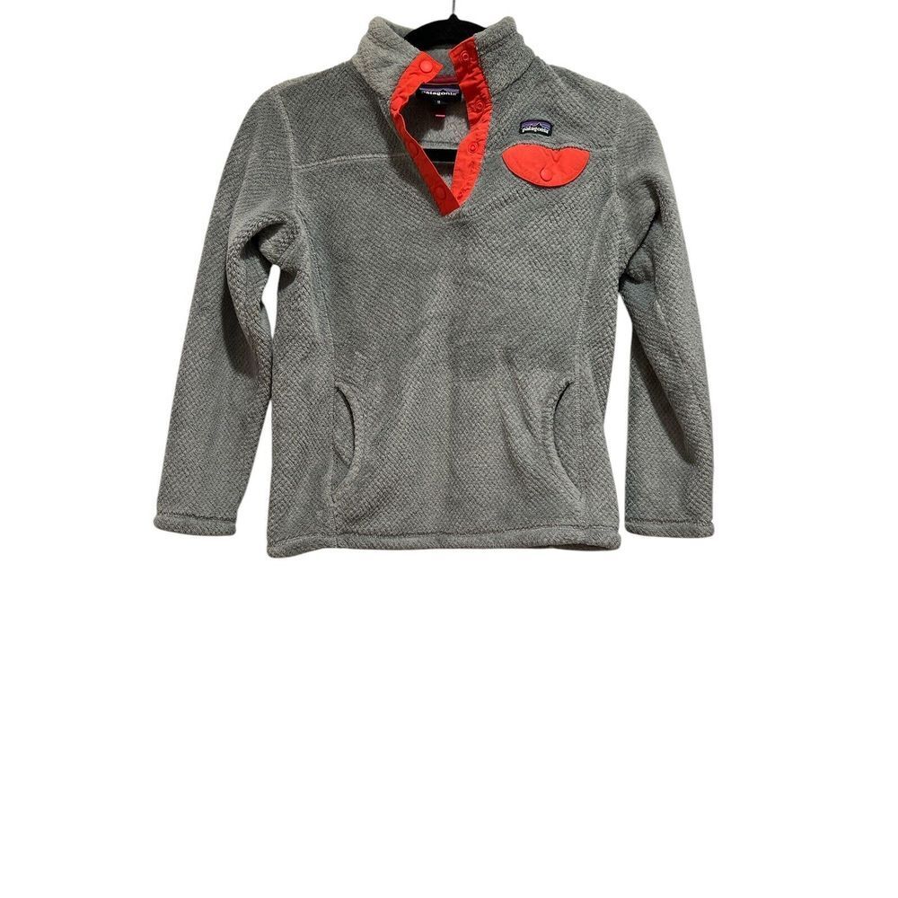 Patagonia Girl Grey Nickel X-Dye Magic Pink Retool Snap T Fleece‎ Jacket M 10